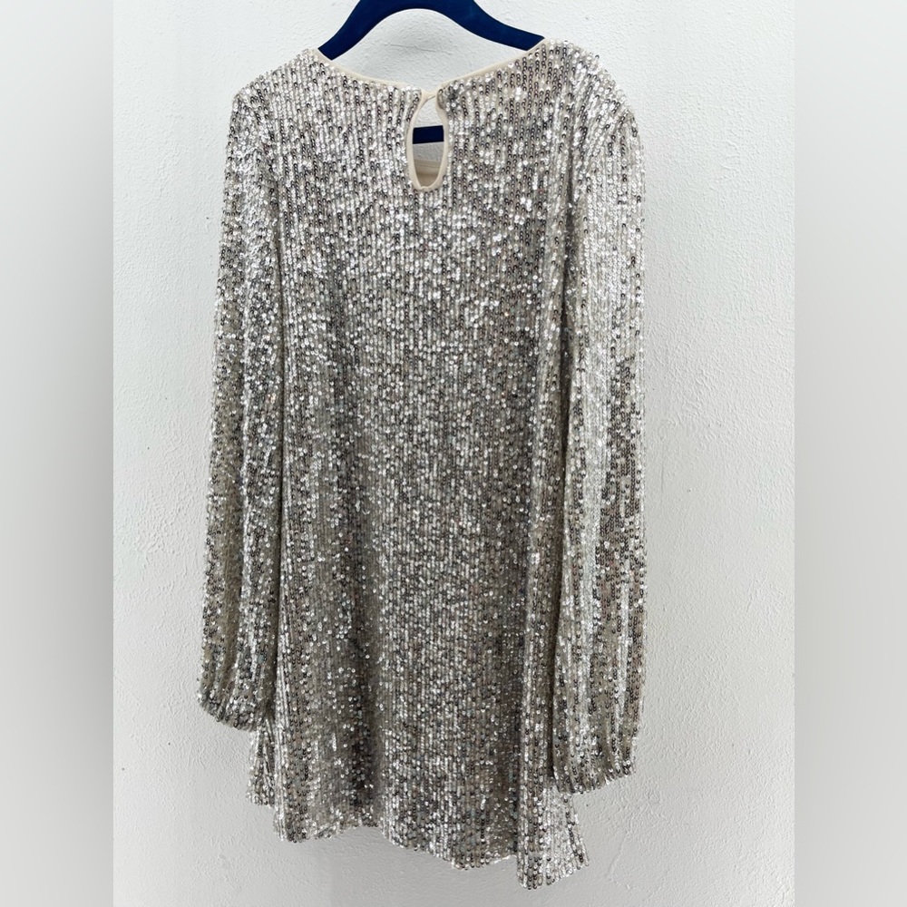 GB Girls Sparkle Sequin Long Sleeve Champagne Party Dress- Small - Picture 5 of 7